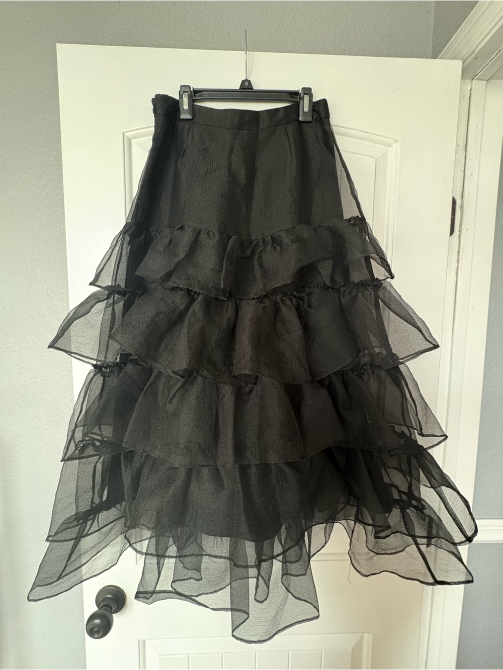 Cynthia Rowley Black Layered Ruffle Maxi Skirt